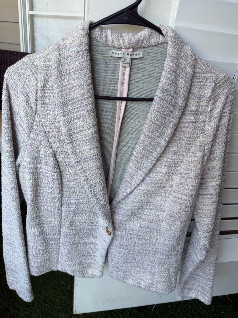 Haute Monde Pastel Tweed Knit Cardigan Blazer